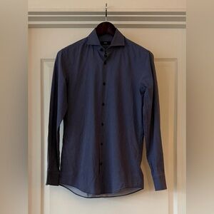 Hugo Boss Dark Blue Patterned Dress Shirt